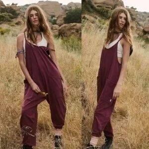 Free People Movement Hot Shot Onesie Pomegranate NWOT